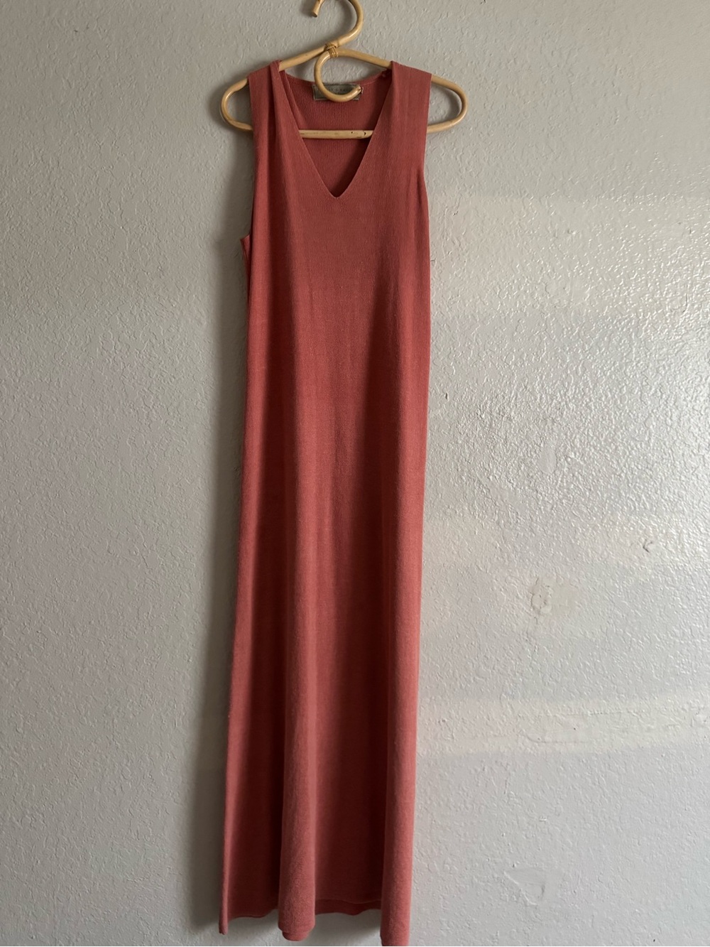 Double D Ranch Salmon Ribbed V Neck Long Maxi Dress